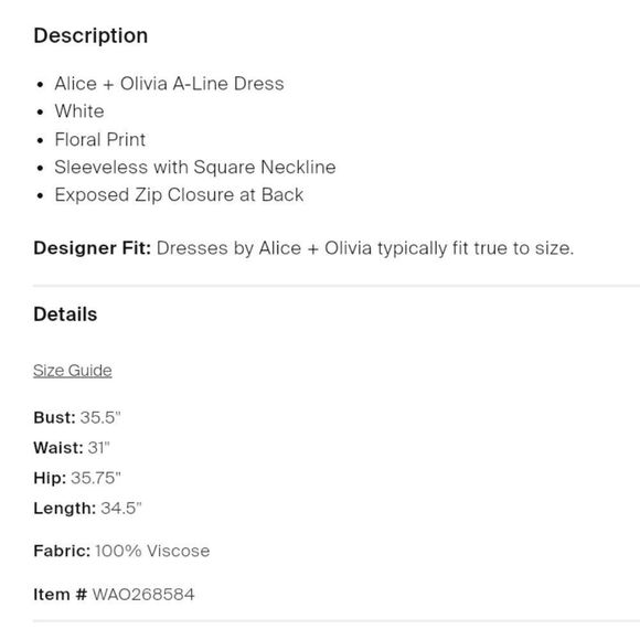 Alice + Olivia Trixxie Floral Dress NWT SIZE 14 - Picture 6 of 8